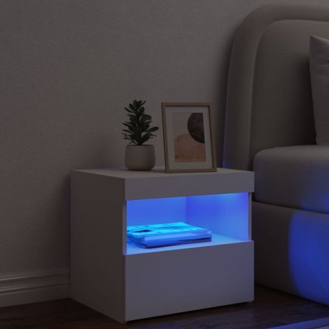 Szafka nocna z oświetleniem LED, biała, 50x40x45 cm