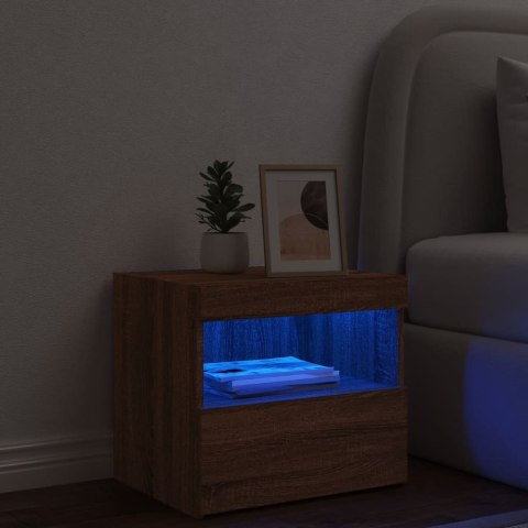 Szafka nocna z oświetleniem LED, brązowy dąb, 50x40x45 cm