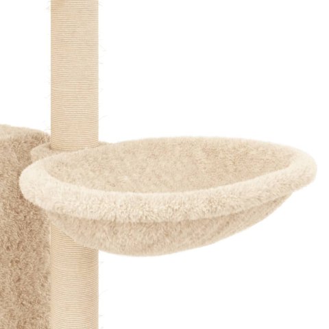 Drapak dla kota z sizalowymi słupkami, kremowy, 131 cm