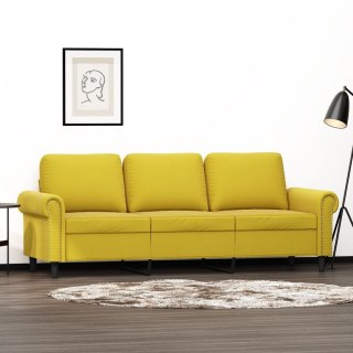 Sofa 3-osobowa, żółty, 180 cm, tapicerowana aksamitem