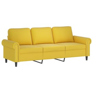 Sofa 3-osobowa, żółty, 180 cm, tapicerowana aksamitem