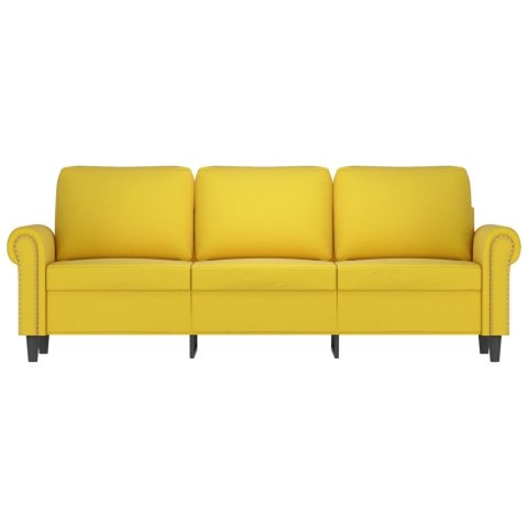 Sofa 3-osobowa, żółty, 180 cm, tapicerowana aksamitem