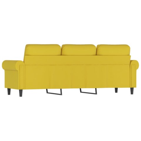 Sofa 3-osobowa, żółty, 180 cm, tapicerowana aksamitem