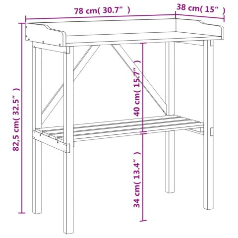 Stolik ogrodniczy z półką, 78x38x82,5 cm, lite drewno jodłowe