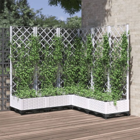 Donica ogrodowa z kratką, biała, 120x120x121,5 cm, PP