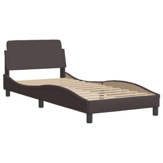 Rama łóżka z zagłówkiem, ciemnobrązowa 90x200 cm obita tkaniną