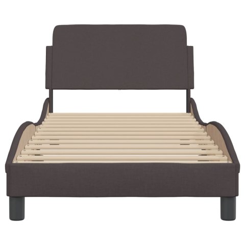 Rama łóżka z zagłówkiem, ciemnobrązowa 90x190 cm obita tkaniną