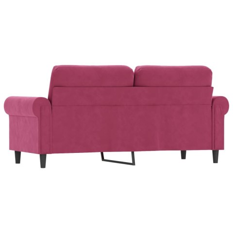 Sofa 2-osobowa, winna czerwień, 140 cm, tapicerowana aksamitem