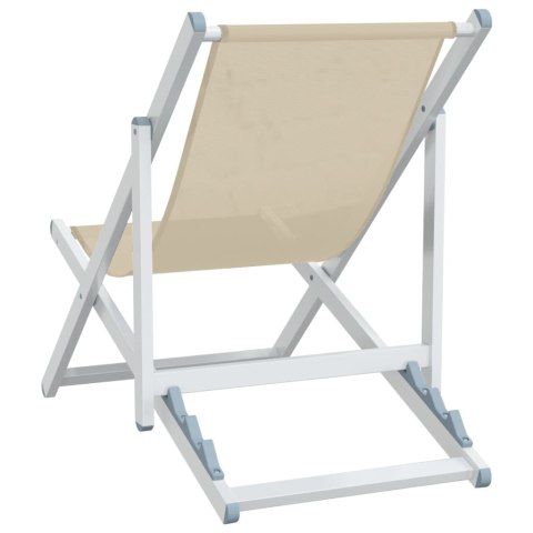 Składane krzesła plażowe, 2 szt, kremowe, aluminium i textilene