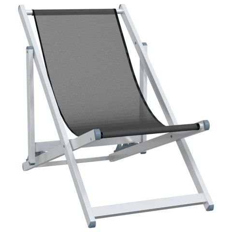 Składane krzesła plażowe, 2 szt., szare, aluminium i textilene