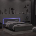 Rama łóżka z wezgłowiem i LED, szary dąb sonoma, 160x200 cm