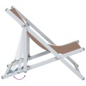 Składane krzesła plażowe, 2 szt., brąz, aluminium i textilene