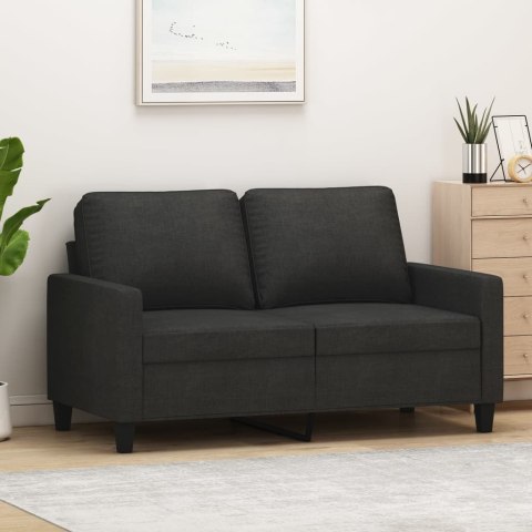 Sofa 2-osobowa, czarna, 120 cm, tapicerowana tkaniną