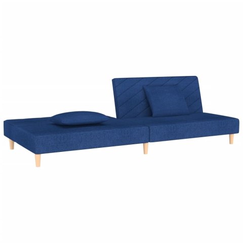 2-osobowa kanapa, 2 poduszki, niebieska, tapicerowana tkaniną