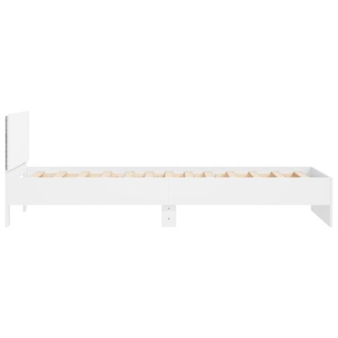 Rama łóżka z wezgłowiem i LED, biała, 100x200 cm
