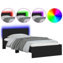 Rama łóżka z wezgłowiem i LED, czarna, 100x200 cm