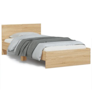 Rama łóżka z wezgłowiem i LED, dąb sonoma, 100x200 cm