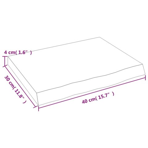 Półka, ciemnobrązowa, 40x30x(2-4) cm, wykończone drewno dębowe