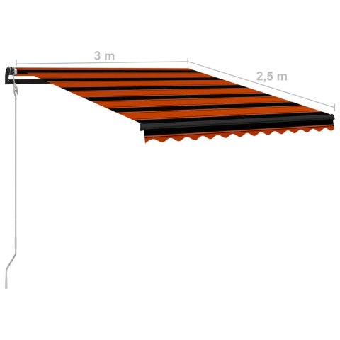 Zwijana markiza z LED i czujnikiem wiatru, 300x250cm, brązowa