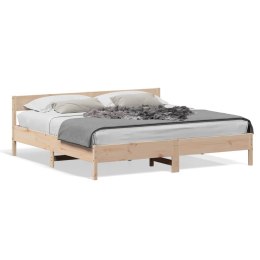 Rama łóżka z wezgłowiem, 200x200 cm, lite drewno sosnowe