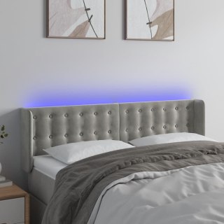 Zagłówek do łóżka z LED, jasnoszary, 147x16x78/88 cm, aksamit