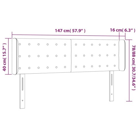 Zagłówek do łóżka z LED, jasnoszary, 147x16x78/88 cm, aksamit