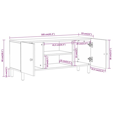 Szafka pod telewizor, 105x33x46 cm, lite drewno mango