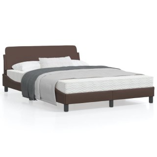 Rama łóżka z zagłówkiem, brązowa, 120x200 cm, sztuczna skóra