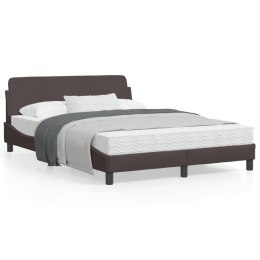 Rama łóżka z zagłówkiem, ciemnobrązowa 140x200 cm obita tkaniną