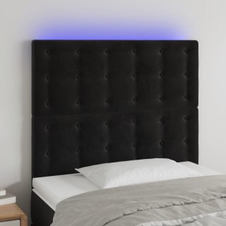 Zagłówek do łóżka z LED, czarny, 90x5x118/128 cm, aksamit