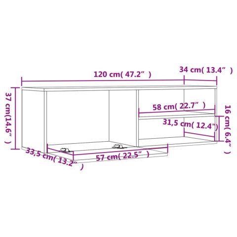 Szafka pod TV, szary dąb sonoma, 120x34x37 cm