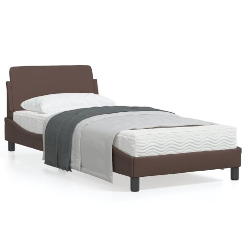Rama łóżka z zagłówkiem, brązowa, 80x200 cm, sztuczna skóra