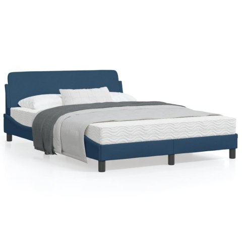 Rama łóżka z zagłówkiem, niebieska, 120x200 cm, obita tkaniną