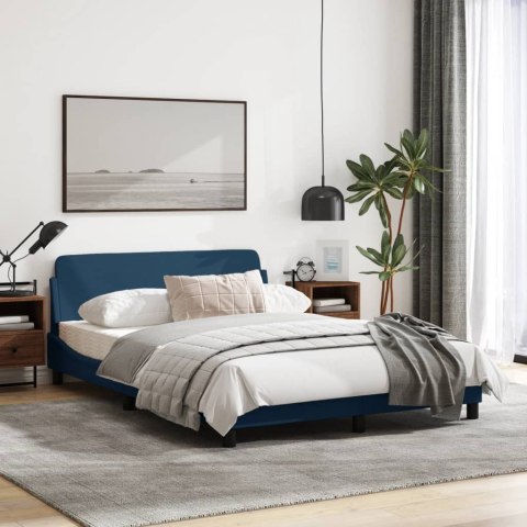 Rama łóżka z zagłówkiem, niebieska, 120x200 cm, obita tkaniną