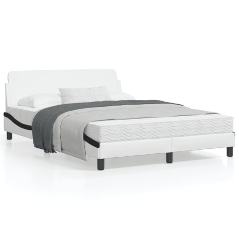 Rama łóżka z zagłówkiem, biało-czarna, 120x200 cm, ekoskóra