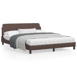 Rama łóżka z zagłówkiem, brązowa, 160x200 cm, sztuczna skóra
