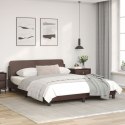 Rama łóżka z zagłówkiem, brązowa, 160x200 cm, sztuczna skóra