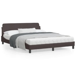 Rama łóżka z zagłówkiem, ciemnobrązowa 160x200 cm obita tkaniną