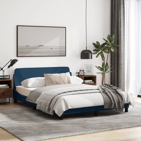 Rama łóżka z zagłówkiem, niebieska, 140x200 cm, obita tkaniną