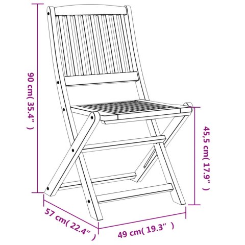 Składane krzesła ogrodowe, 4 szt., 57x49x90 cm, akacja