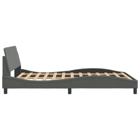 Rama łóżka z zagłówkiem, ciemnoszara, 120x200 cm, obita tkaniną
