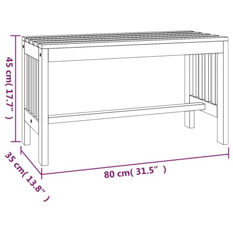 Ławka ogrodowa, 80 cm, lite drewno eukaliptusowe