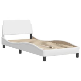 Rama łóżka z zagłówkiem, biała, 80x200 cm, sztuczna skóra