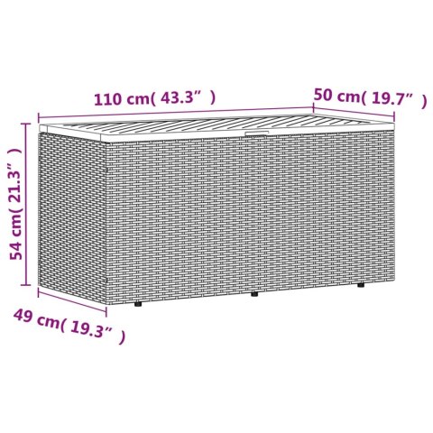 Skrzynia ogrodowa, szara, 110x50x54 cm, polirattan i akacja