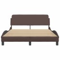 Rama łóżka z zagłówkiem, brązowa, 140x190 cm, sztuczna skóra