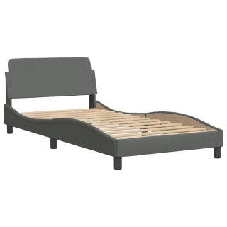 Rama łóżka z zagłówkiem, ciemnoszara, 100x200 cm, obita tkaniną