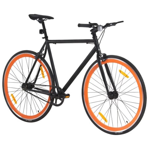 Rower single speed, czarno-pomarańczowy, 700c, 55 cm