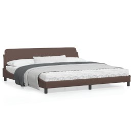Rama łóżka z zagłówkiem, brązowa, 200x200 cm, sztuczna skóra