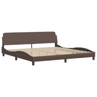 Rama łóżka z zagłówkiem, brązowa, 200x200 cm, sztuczna skóra
