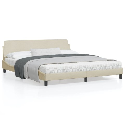 Rama łóżka z zagłówkiem, kremowa, 180x200 cm, obita tkaniną